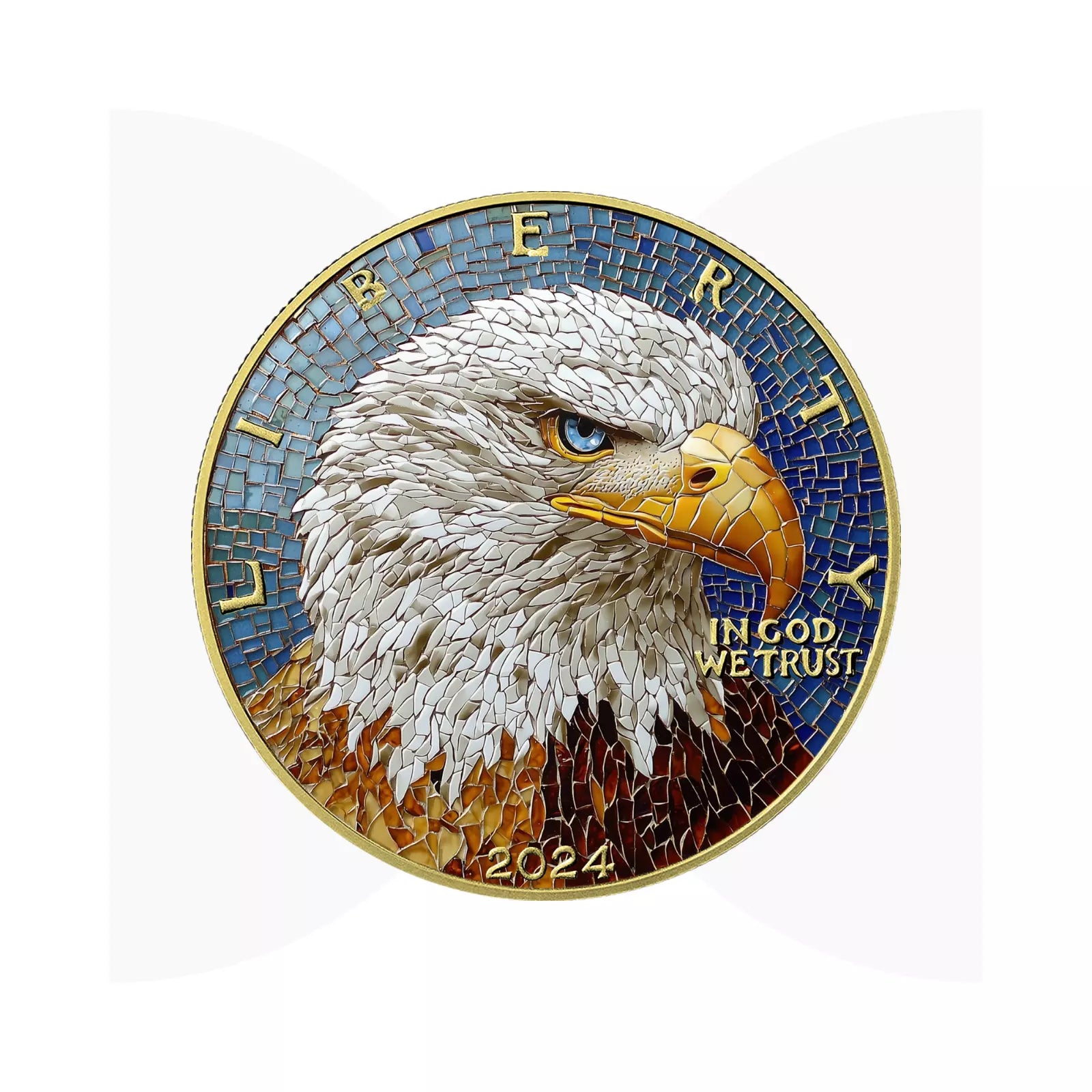 American Eagle 2024 - 1oz Silbermünze Mosaikdesign 24k Gold Limitiert 199 Stk